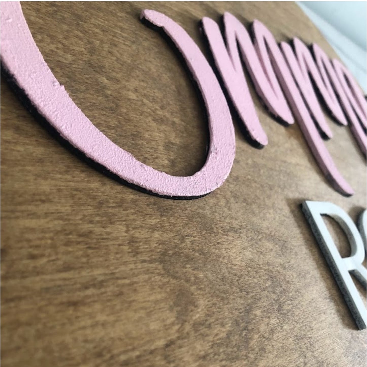 Personalized round wood sign for baby girl's nursery/kid’s room with first and middle name