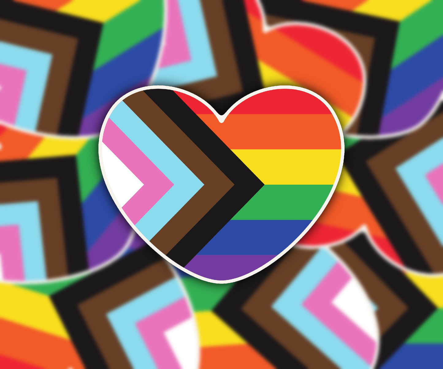 Progress Pride Flag Heart Sticker - Weatherproof LGBTQ+ Decal