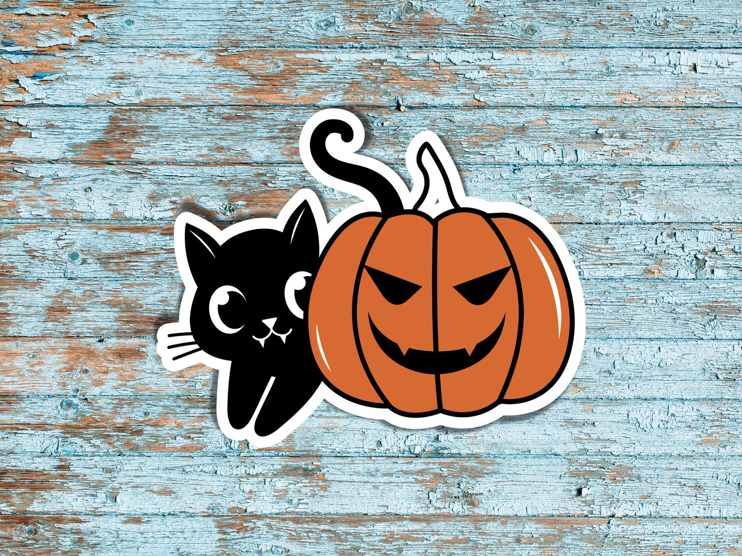 Set of 8- black cat and pumpkin sticker, halloween sticker, pet lover sticker, cat lady sticker, fall sticker