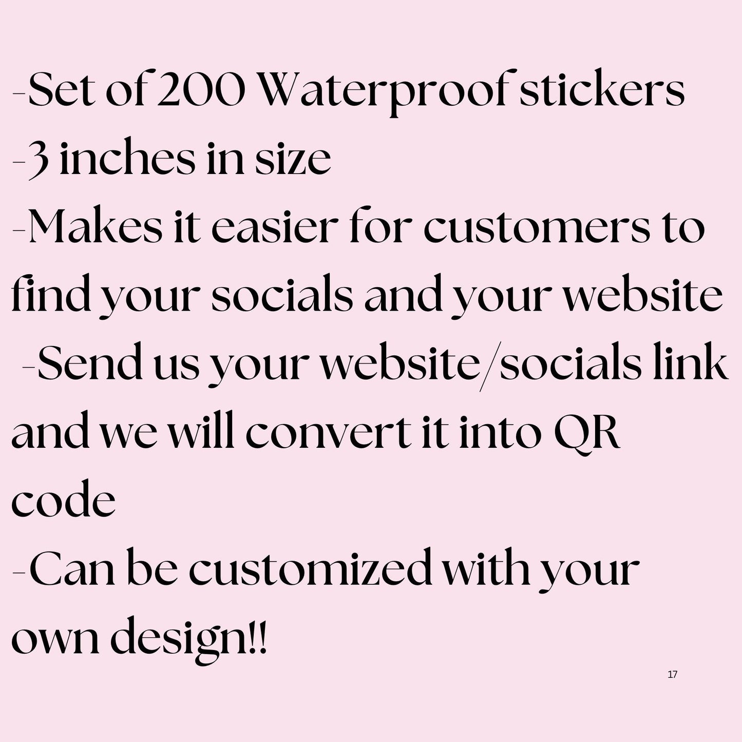 Personalized Business Name & QR Code Stickers - Set of 200 Waterproof Labels