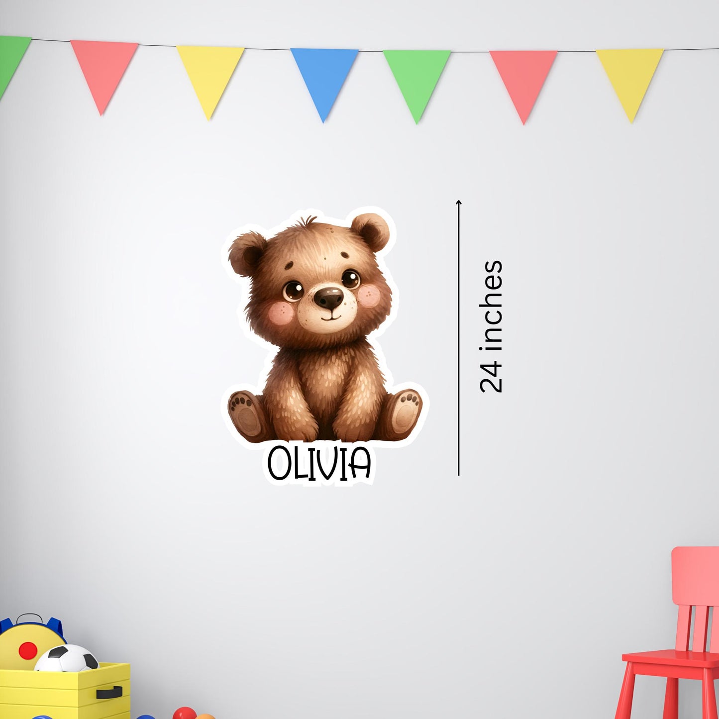 Personalized Teddy Bear Nursery Decal: Custom Name Vinyl Wall Sticker