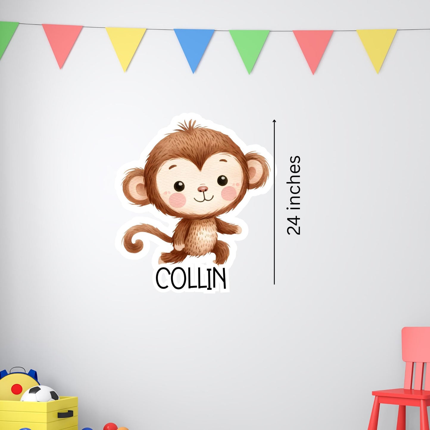 Personalized Monkey Nursery Decal: Custom Name Wall Sticker