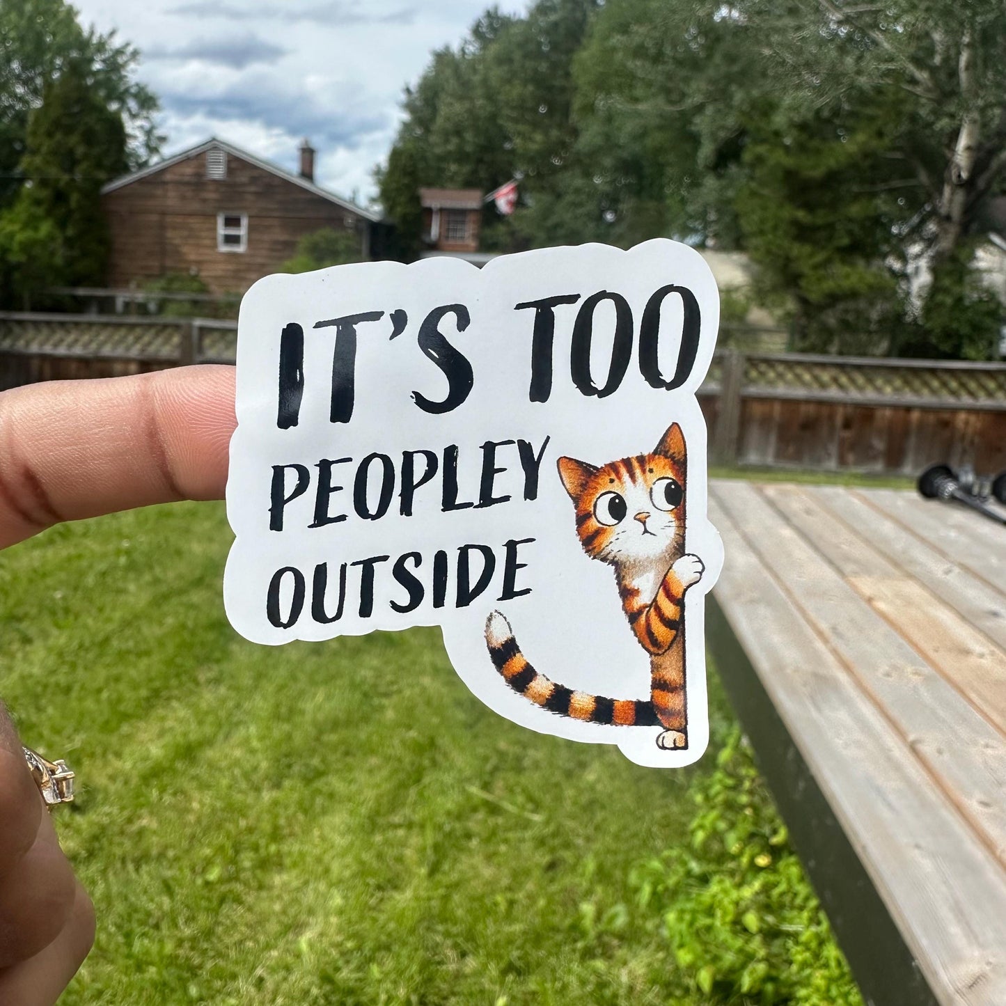 It's too peopley outside sticker | Laptop sticker | Kindle sticker | Cat sticker | Funny sticker | Waterbottle vinyl sticker