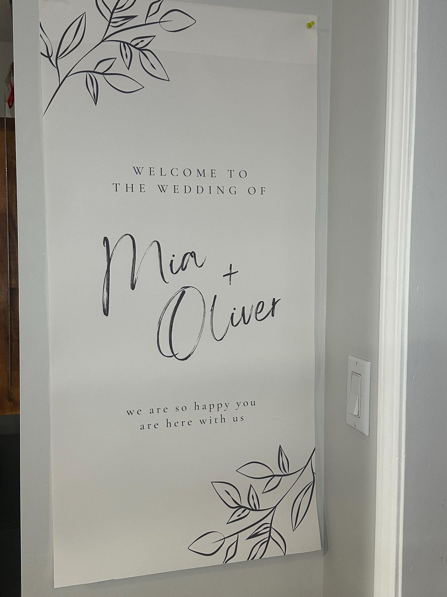 Custom Wedding Welcome Banner: Minimalist Floral Fabric Sign