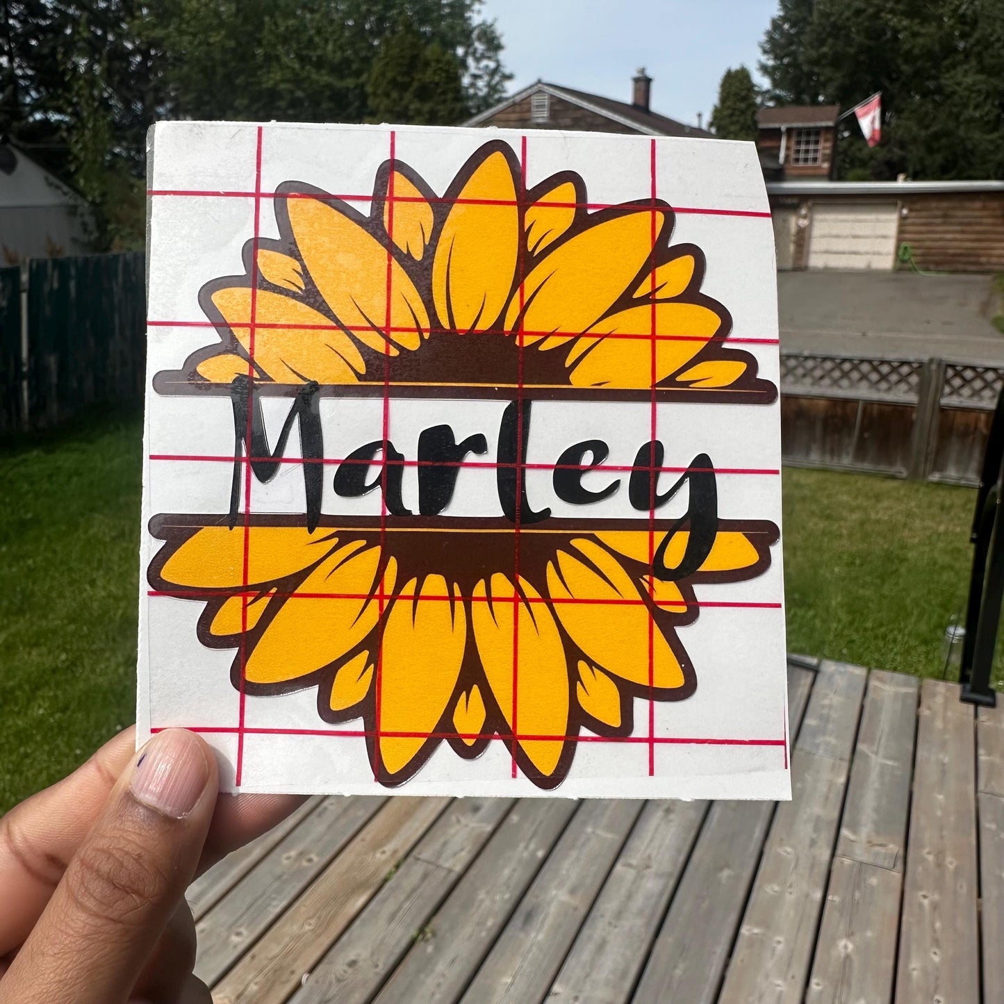 Sunflower Name Vinyl Decal: Car Bumper Sticker, Waterproof