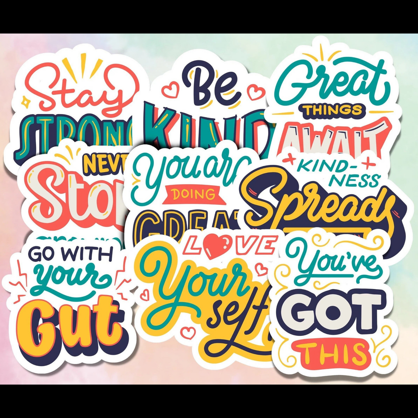 Motivational quotes stickers- set of 9, retro stickers, positivity quotes stickers, gift for best friend, self help stickers, daily reminder