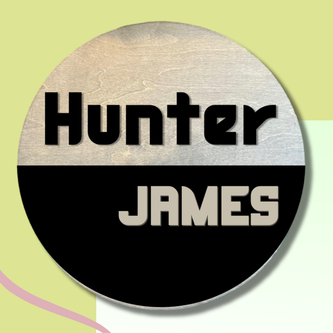 Personalized round wood sign for baby’s nursery/kid’s room with first and middle name