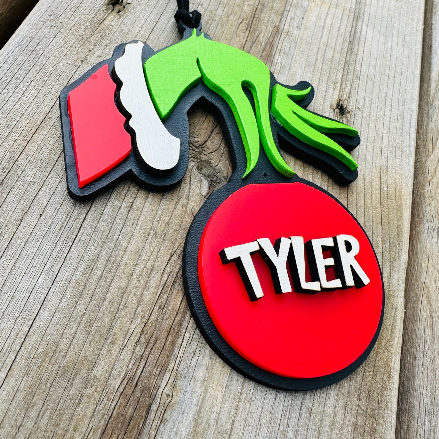 Personalized Green hand Christmas Ornament