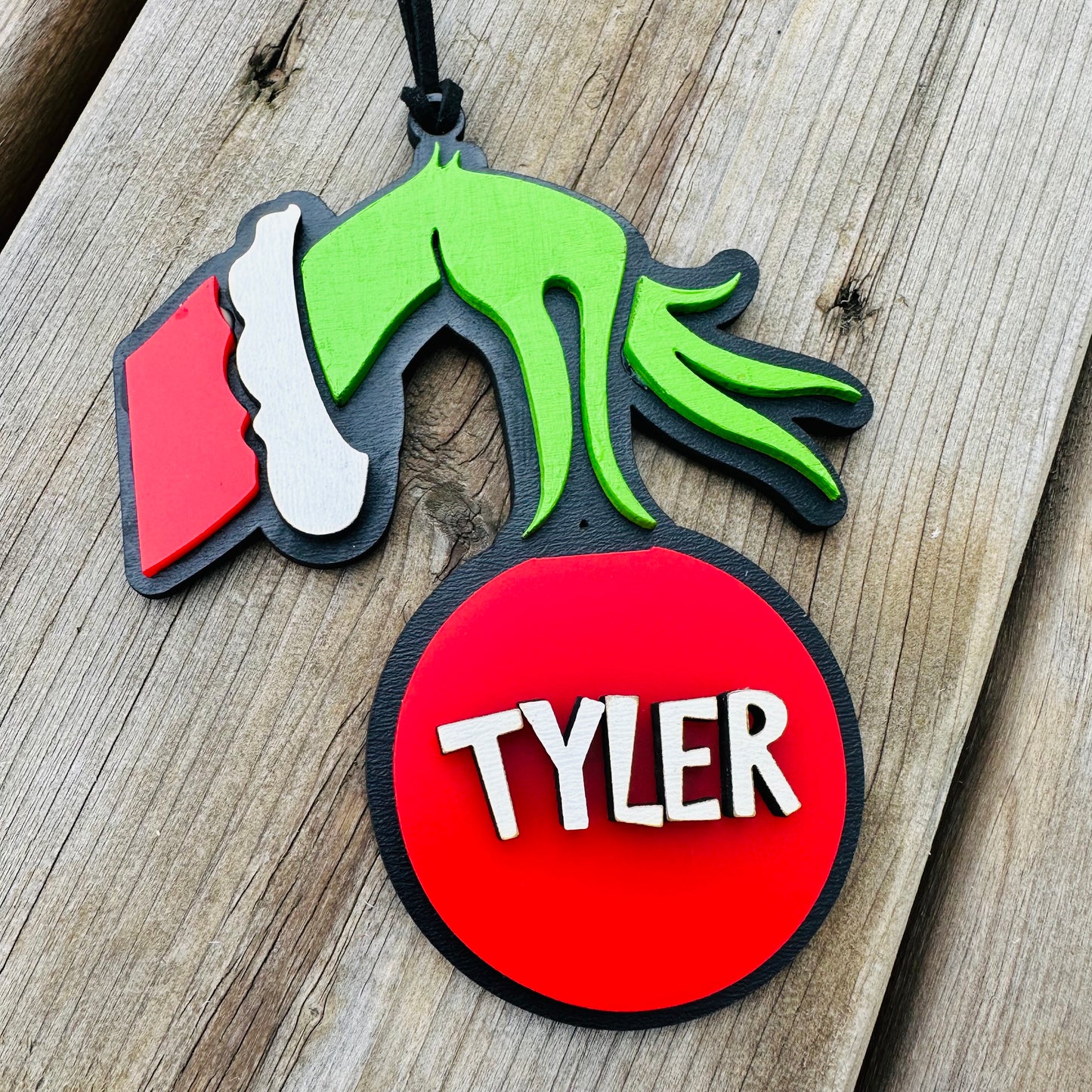 Personalized Green hand Christmas Ornament