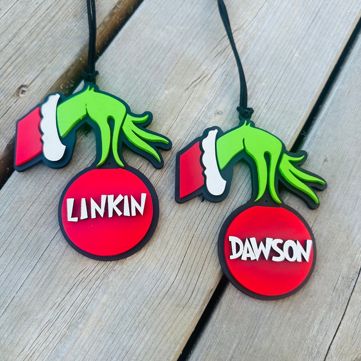 Personalized Green hand Christmas Ornament