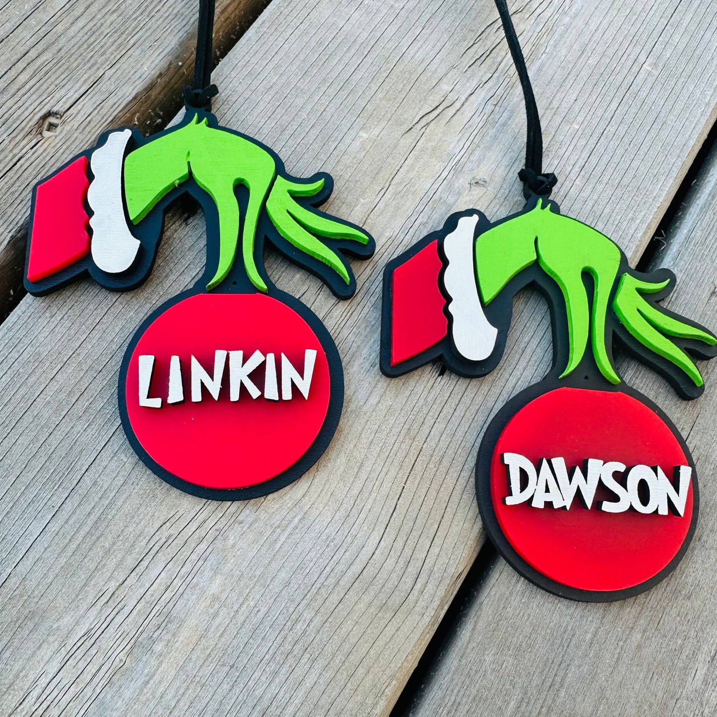 Personalized Green hand Christmas Ornament
