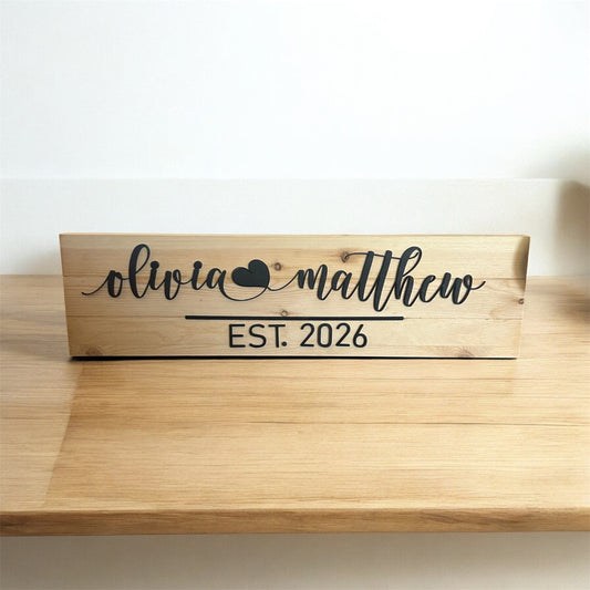 Personalized Wood sign with couple's name and EST Year | Wedding gift | Christmas gift | Anniversary gift