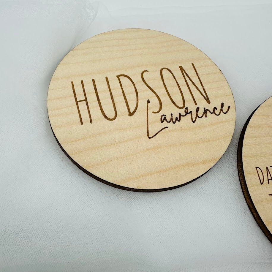Engraved Wood Birth Announcement Sign: Baby Name sign