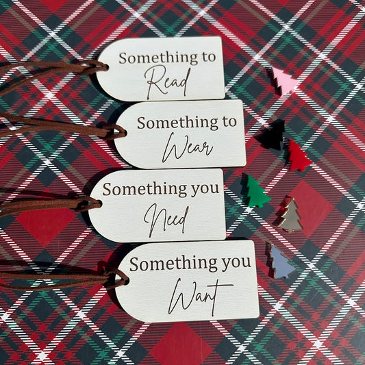 Christmas gift tags | Something to Wear Read Want Need Gift Tags | Christmas Gift Tradition Tags | Minimalist Family Gift Giving Idea