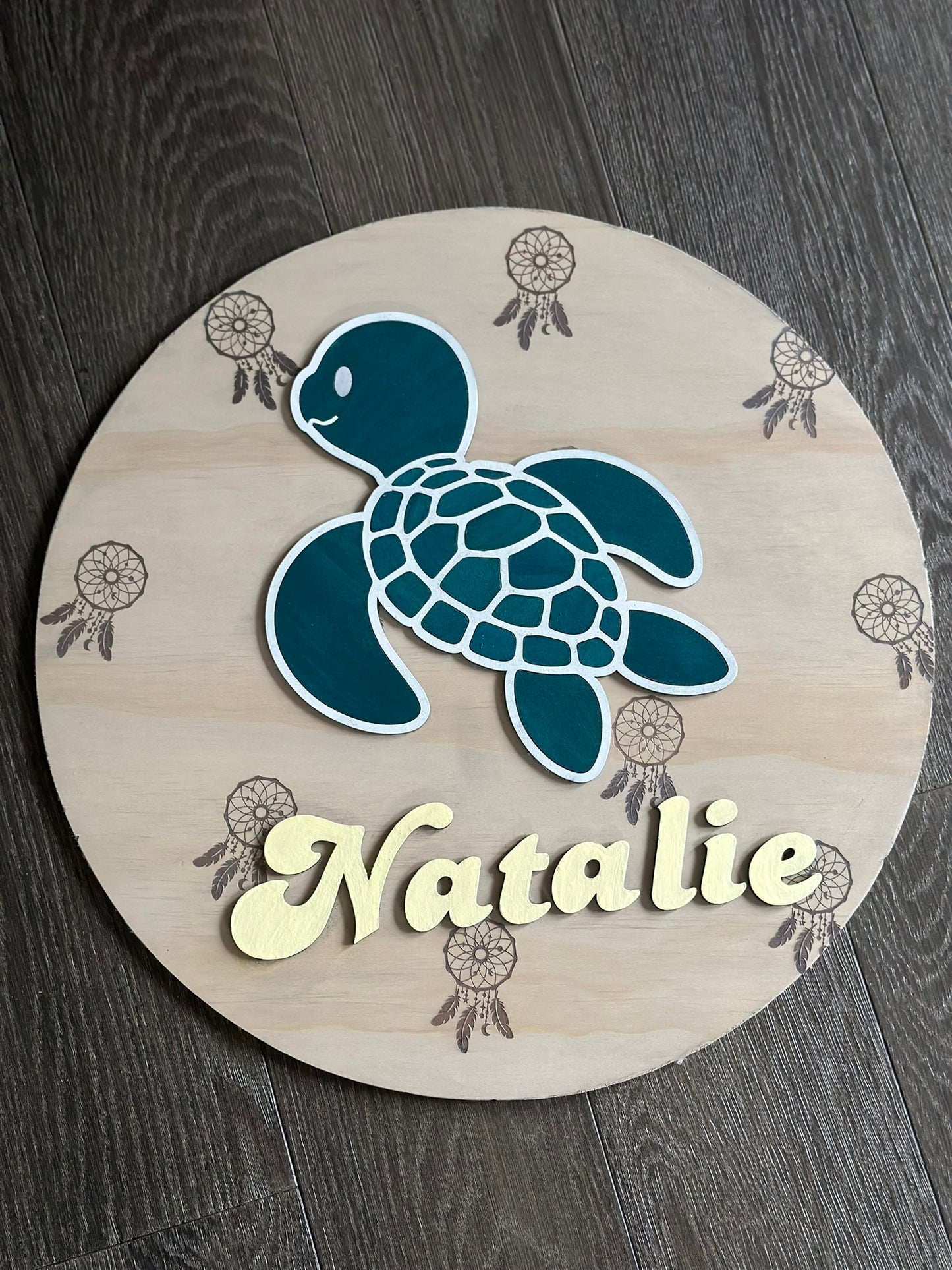Personalized Wooden Name Sign – Turtle Nursery Wall Decor