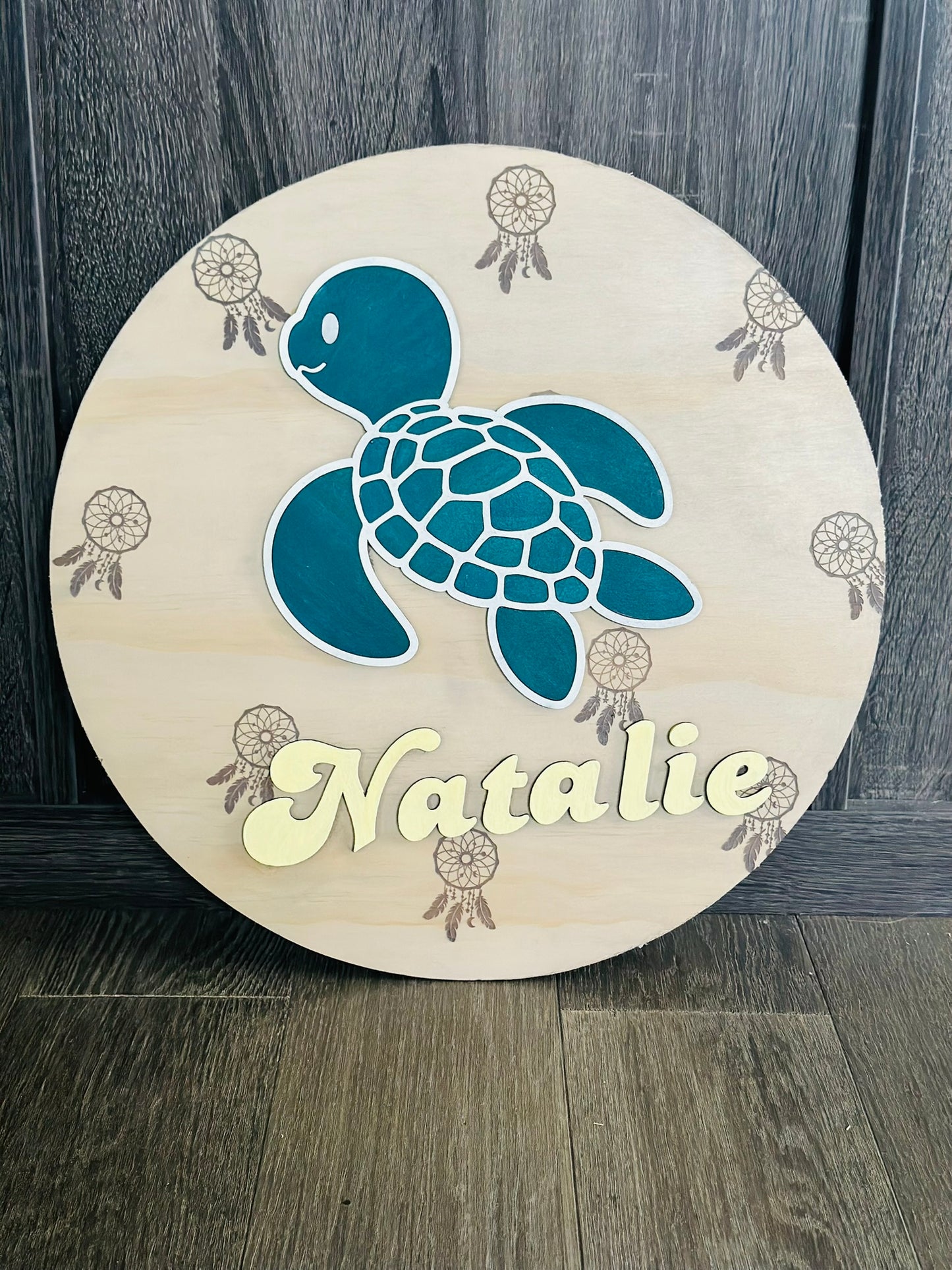 Personalized Wooden Name Sign – Turtle Nursery Wall Decor