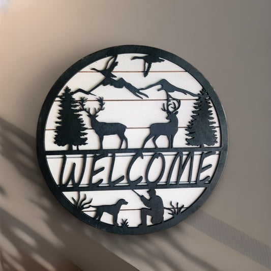 Welcome sign for front door, gift for hunters, gift for Dad's