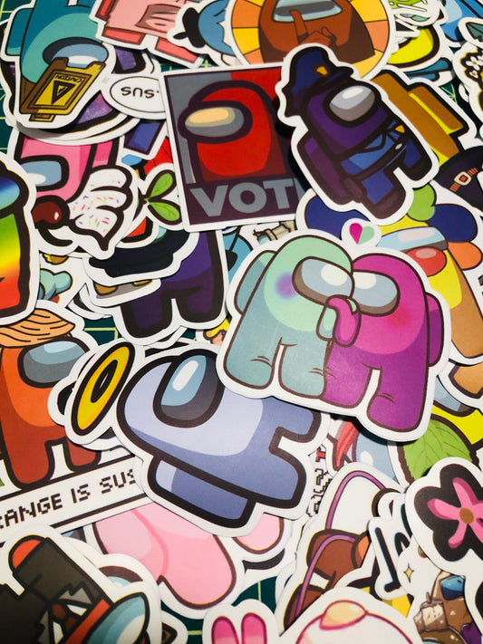 100 pcs Among us stickers, sticker pack, sticker sheet, hydroflask sticker, laptop sticker, among us gifts, mobile sticker, luggage sticker