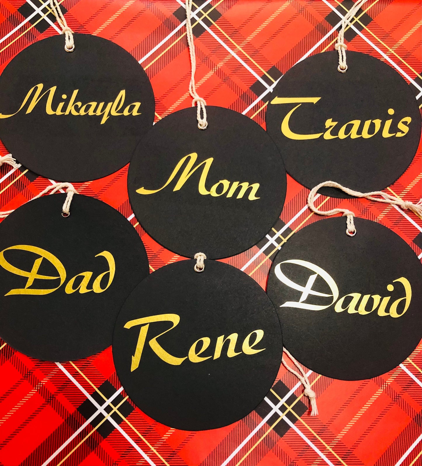 Set of 5 personalized gift tags, custom gift tags, mothers day gift tags, gold and black gift tags, party favour tags, pretty gift tags