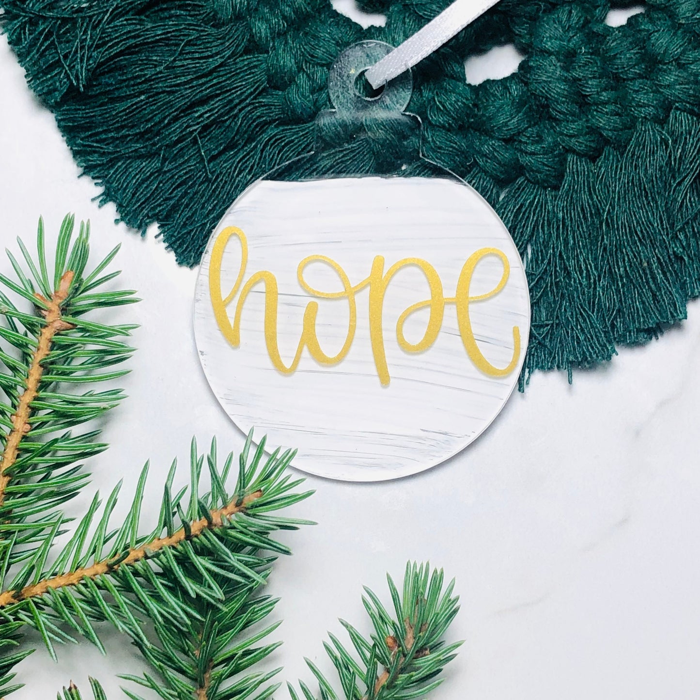 Christmas acrylic white background, gold letters ornament, baubles Set of 6, Christmas gifts, Christmas decorations