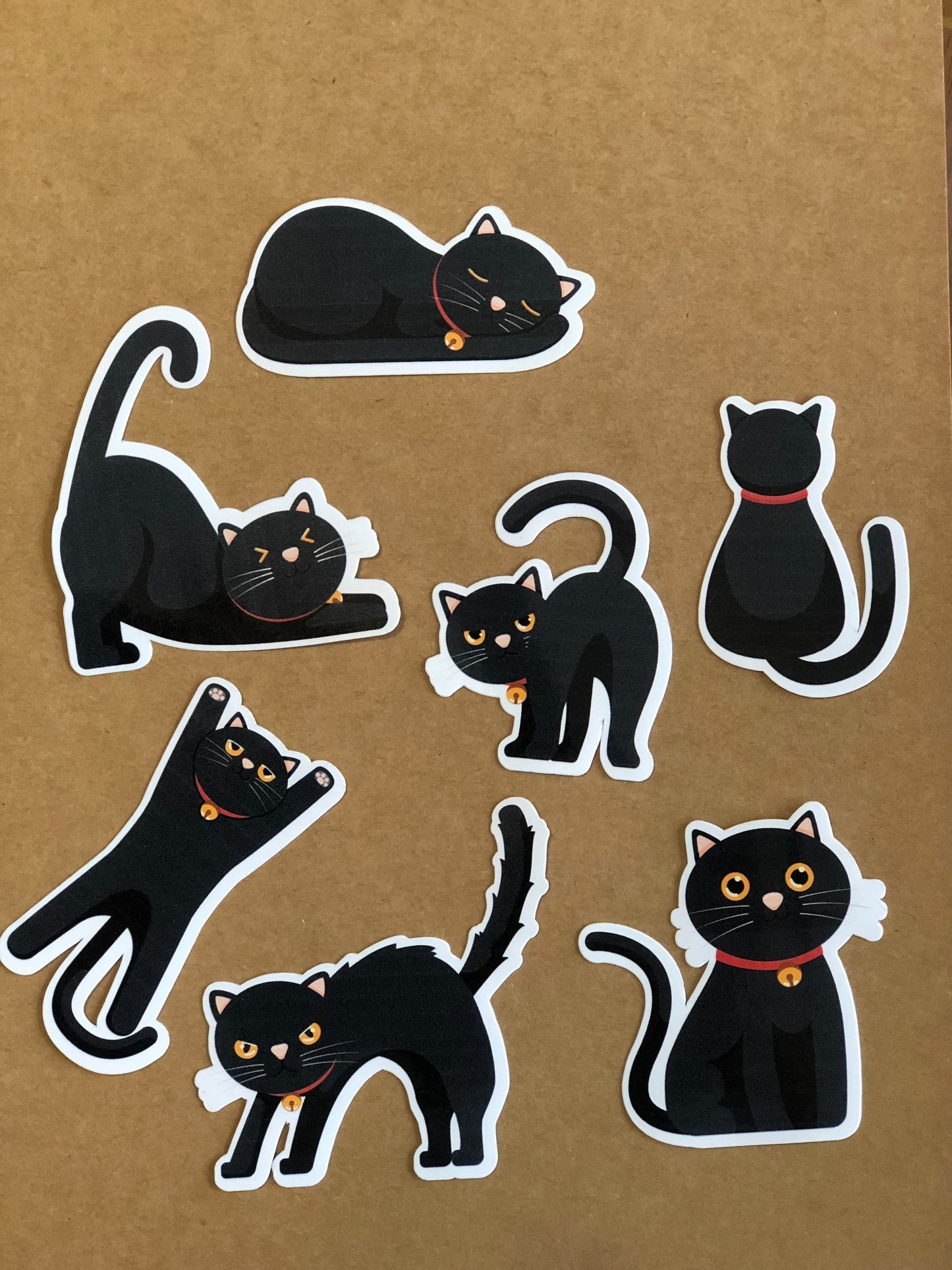 Cute black cat stickers, die cut stickers, sticker pack, Glossy stickers, laptop stickers, luggage stickers, Gift for cat lovers