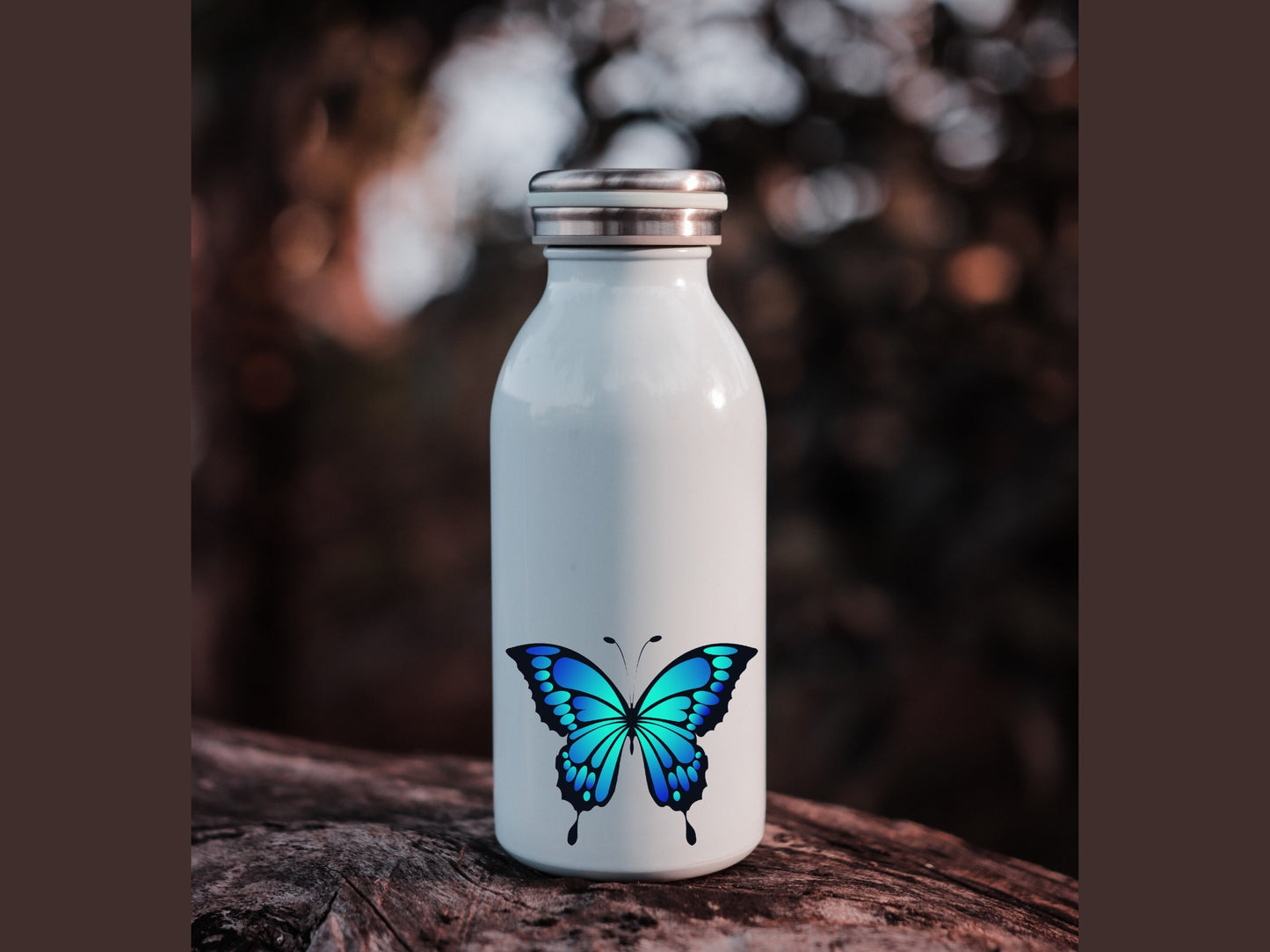 Blue butterfly sticker, waterproof diecut sticker for luggage, laptop, waterbottle and more