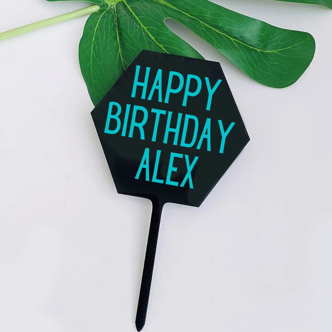 Black cake topper with coloured vinyl lettering, personalized cake topper, custom cake topper, birthday cake topper, mothers day cake topper