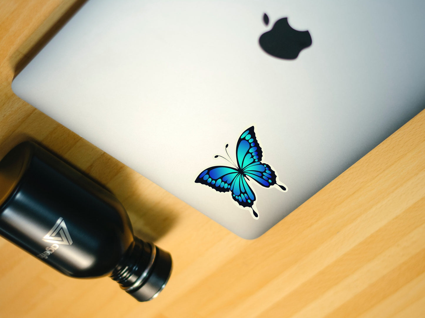 Blue butterfly sticker, waterproof diecut sticker for luggage, laptop, waterbottle and more