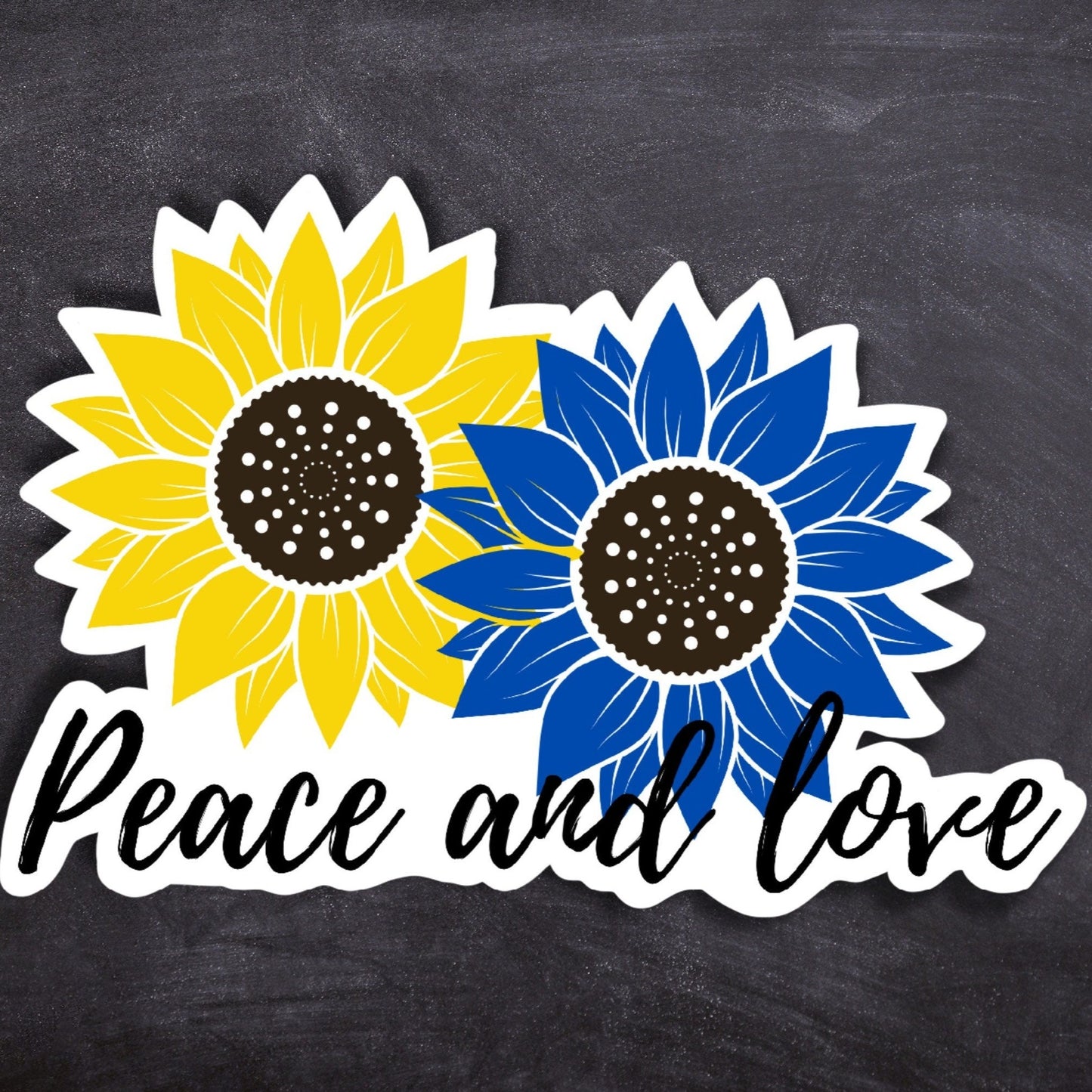 Ukraine support vinyl sticker, peace and love sticker, sunflower decal for car bumper, waterbottle, laptop, luggage, waterproof car decal