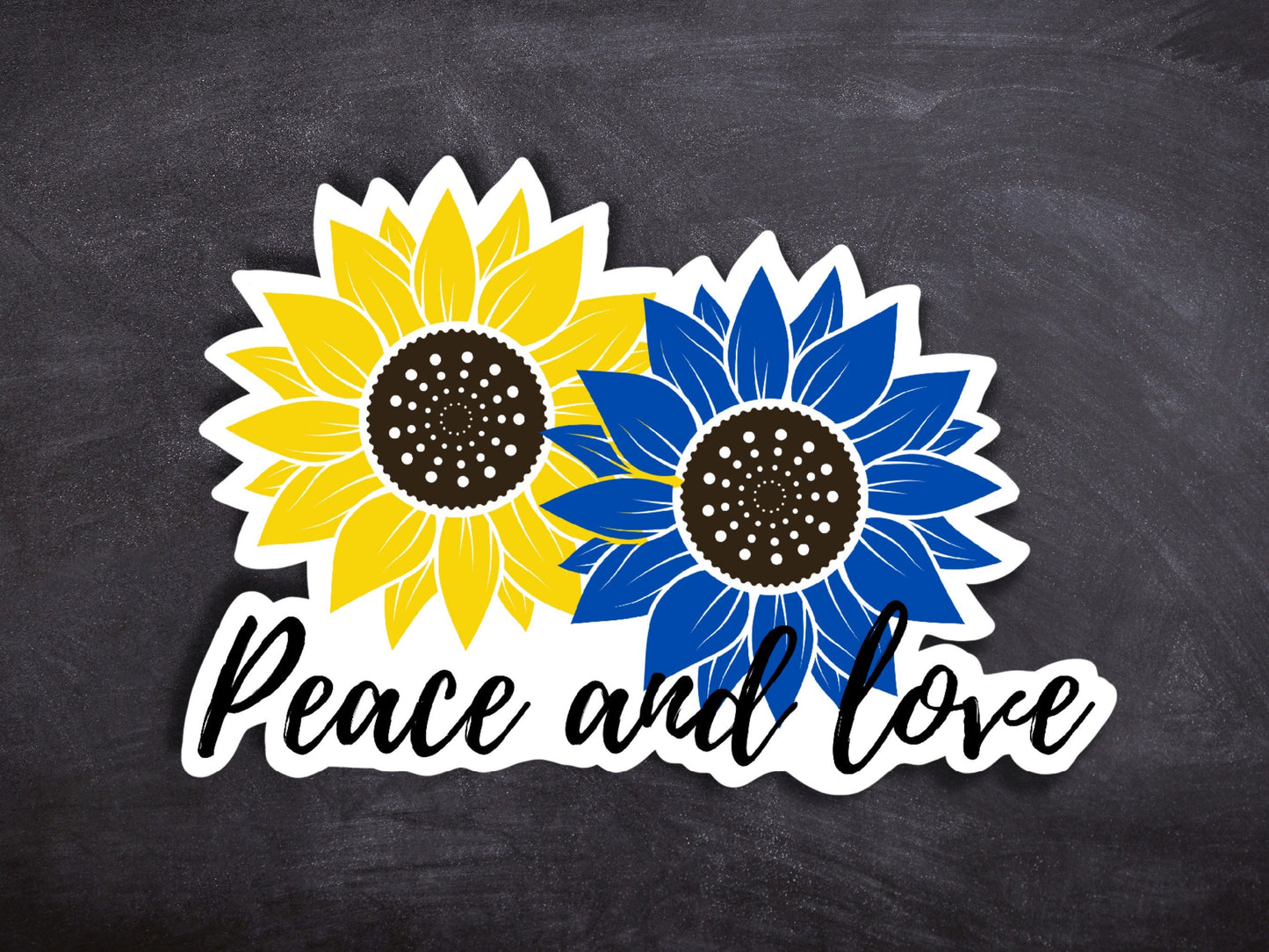 Ukraine support vinyl sticker, peace and love sticker, sunflower decal for car bumper, waterbottle, laptop, luggage, waterproof car decal