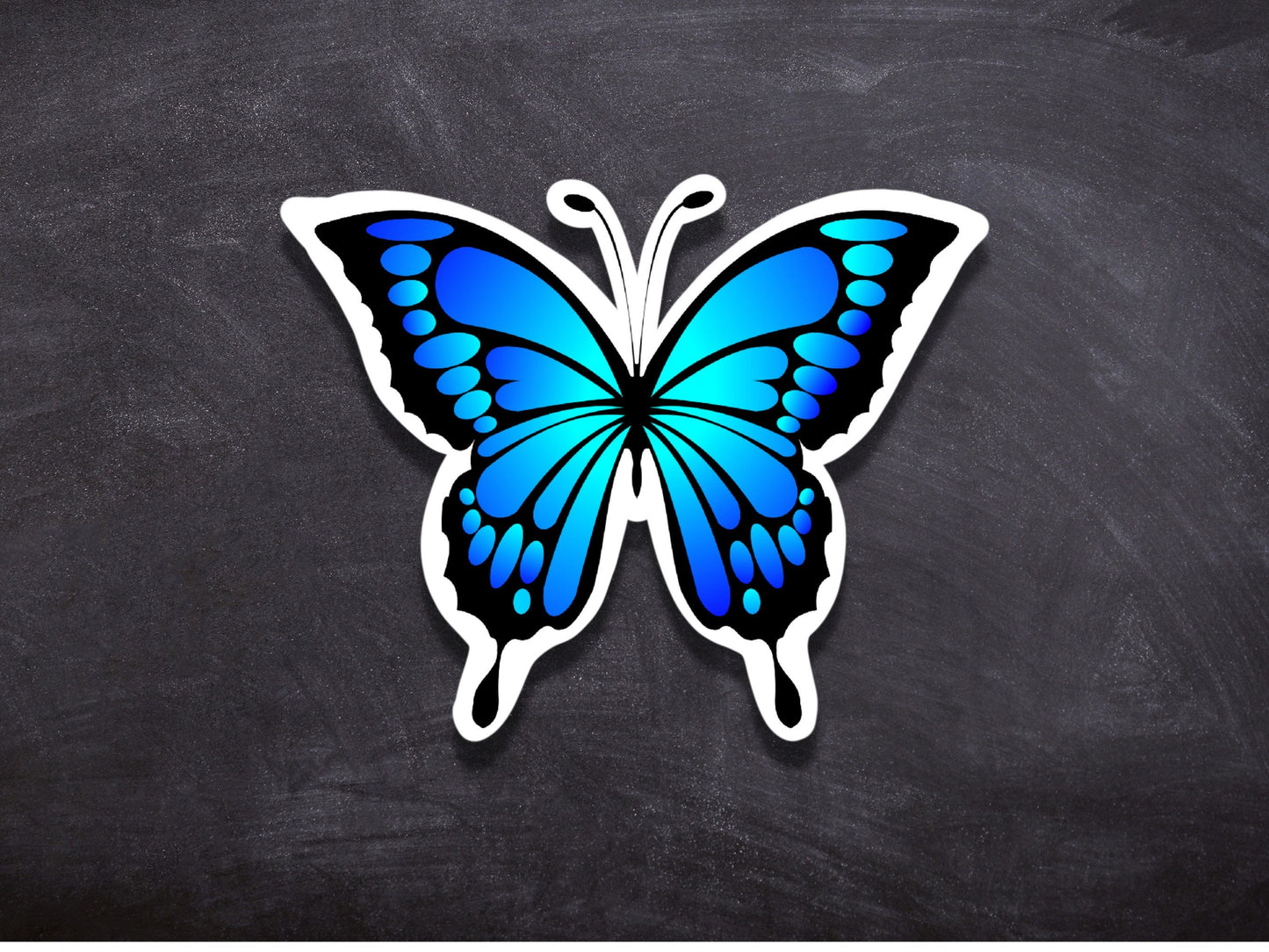 Blue butterfly sticker, waterproof diecut sticker for luggage, laptop, waterbottle and more