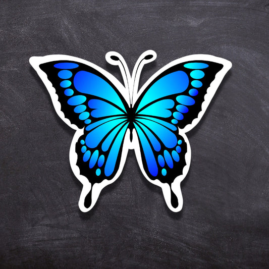 Blue butterfly sticker, waterproof diecut sticker for luggage, laptop, waterbottle and more