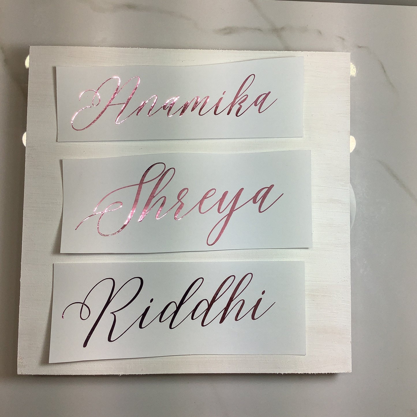 Metallic name decals, bridesmaid name and role decals, bridesmaid box decor, name vinyl, mothers day gift, wine glass and waterproof decal