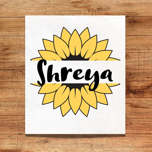 Sunflower name vinyl decal, car bumper decal, name decal, sunflower vinyl sticker, waterproof decals, travel mug sticker