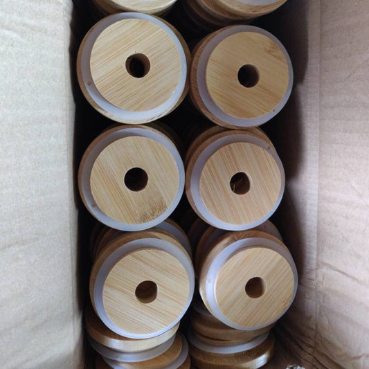 70mm Bamboo lids, 7 cm bamboo lids for 16oz beer can glass