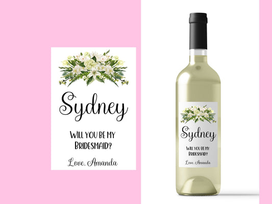 Custom wine, champagne stickers for bridesmaid proposal, bridesmaid gift, Gift box label, custom candle label, wedding gift