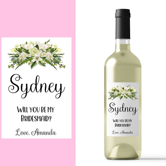 Custom wine, champagne stickers for bridesmaid proposal, bridesmaid gift, Gift box label, custom candle label, wedding gift