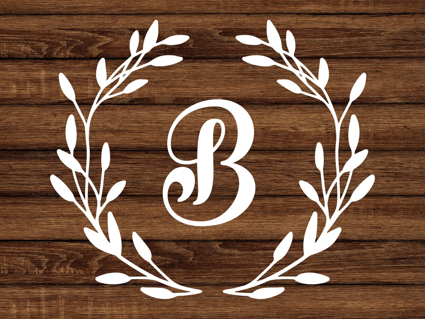 Wreath Monogram Decal: Custom Letter Sticker for Wedding Signs