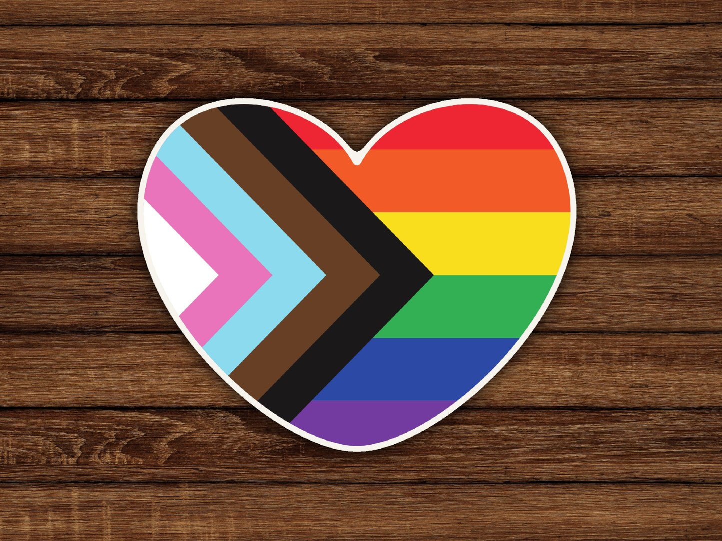 Progress Pride Flag Heart Sticker - Weatherproof LGBTQ+ Decal