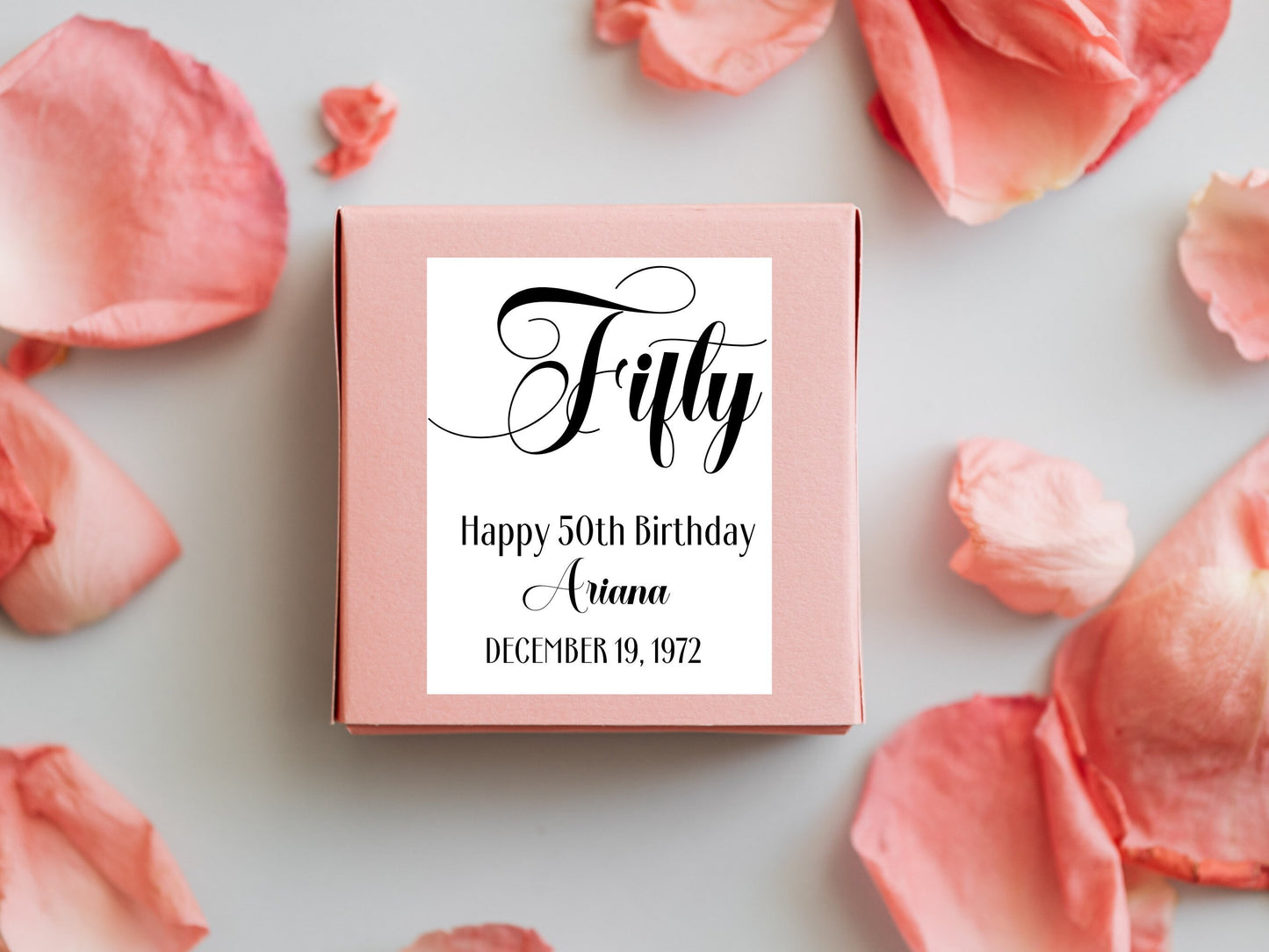 Personalized fifty-50th birthday wine bottle label, birthday gift for sister, gift box label sticker, birthday gift for her
