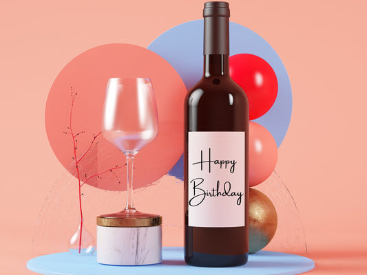Happy birthday wine bottle label, gift for her, gift box sticker, birthday party favours, birthday gift for sister, champagne bottle label