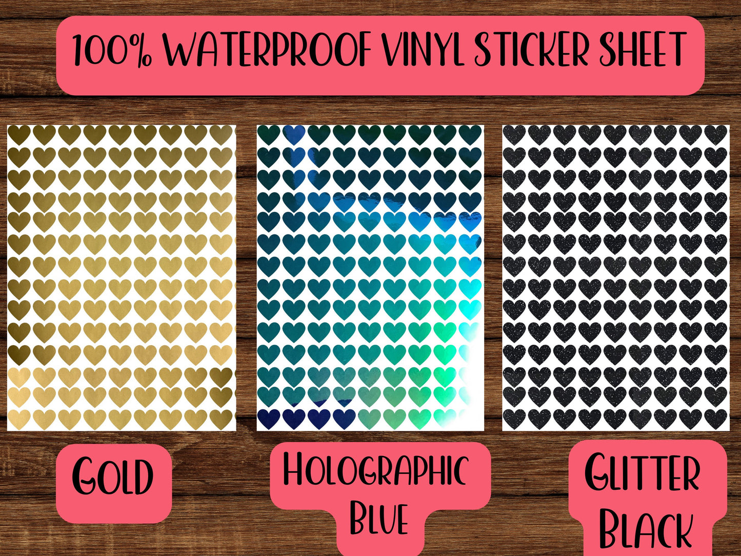 Waterproof heart sticker sheet, coffee mug sticker, bridesmaid box sticker, party favor stickers, holohraphic sticker, glitter stickers