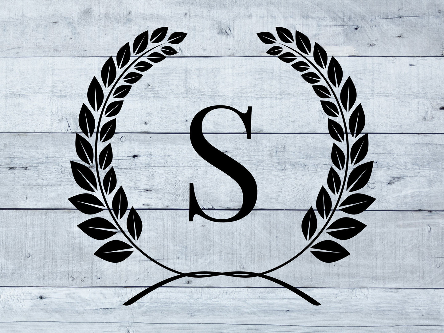 Custom Initial Wreath Monogram Decal: Door & Wall Sign