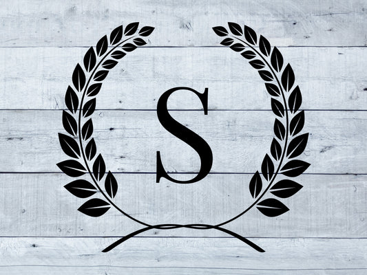 Custom Initial Wreath Monogram Decal: Door & Wall Sign