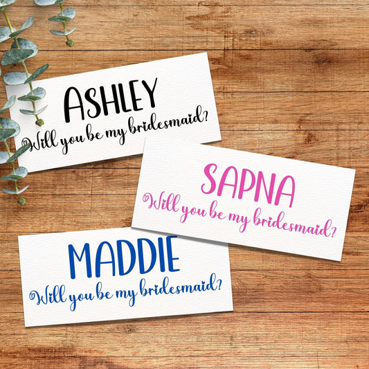 Bridesmaid proposal decal, custom name decal, maid of honour proposal, calligraphy vinyl decal, gift box decal, hanger decal