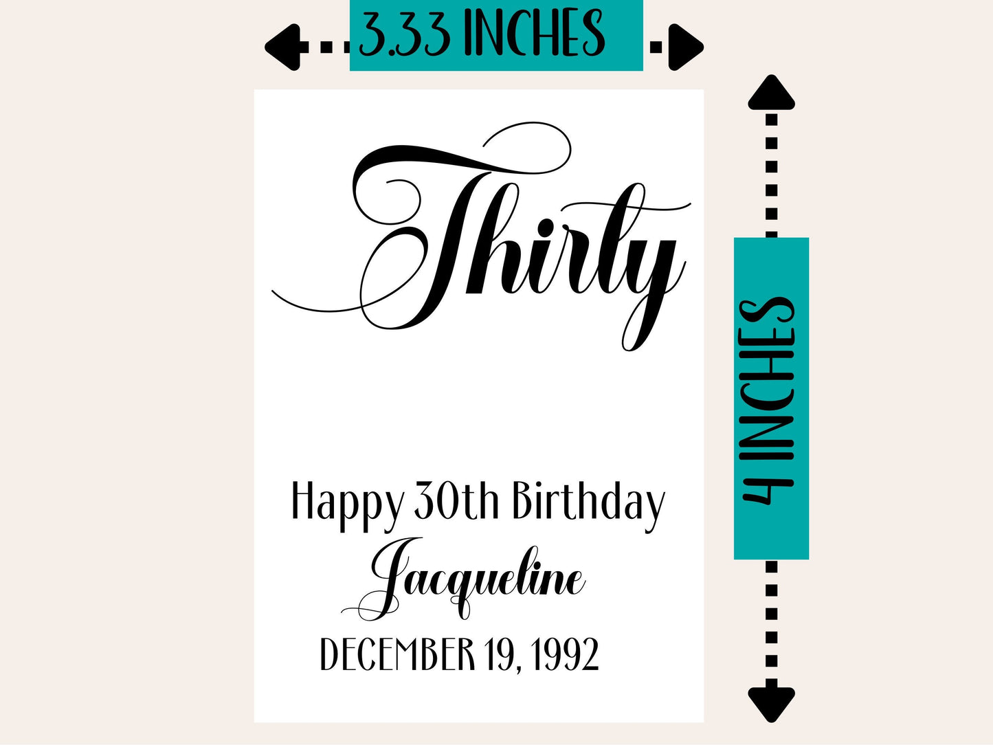 Custom 30th birthday wine bottle label- personalized Sticker for special occassions