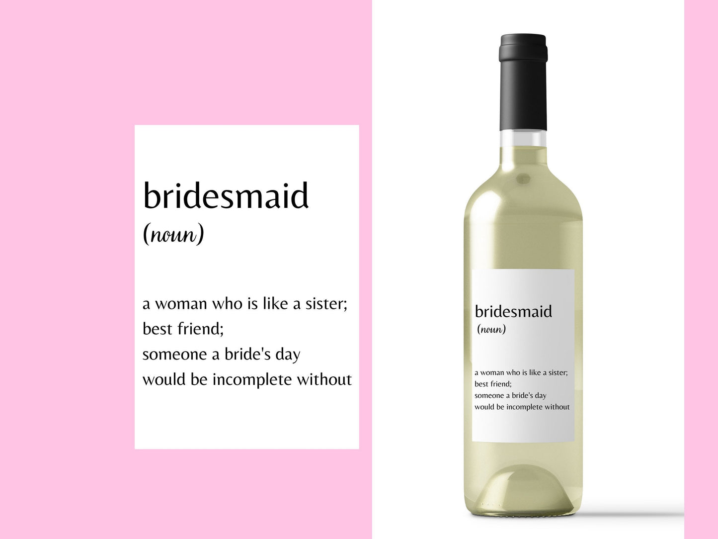 Bridesmaid proposal wine and champagne bottle label, maid, matron proposal sticker, candle label for bridesmaid proposal, proposal gift box