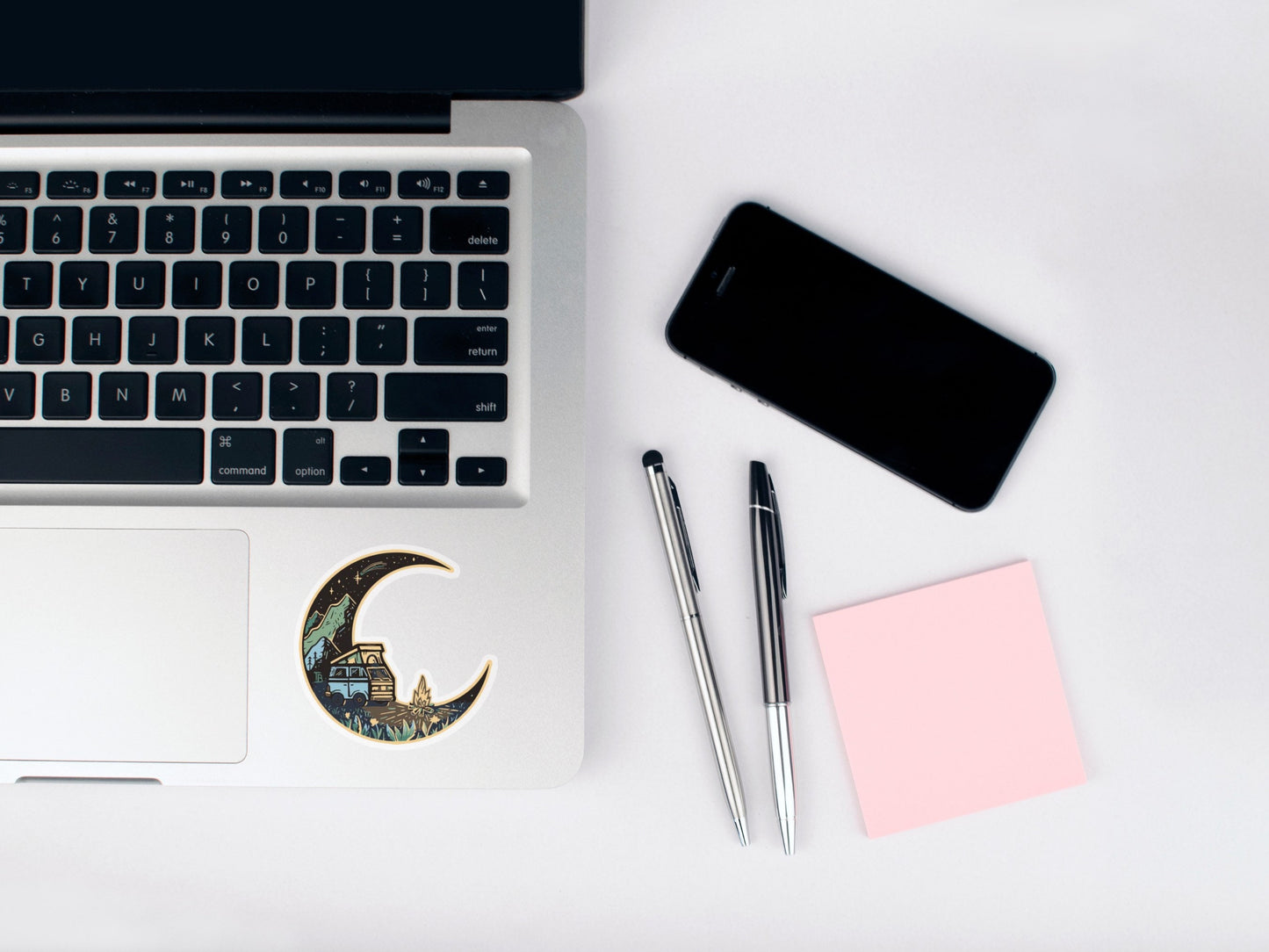 Camping moon sticker for laptop, van life sticker, weatherproof sticker, laptop sticker, gift for friend