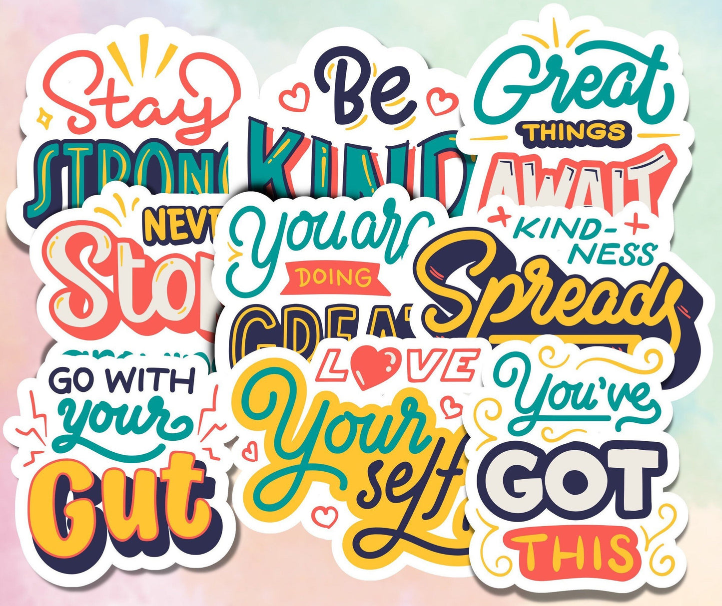 Motivational quotes stickers- set of 9, retro stickers, positivity quotes stickers, gift for best friend, self help stickers, daily reminder