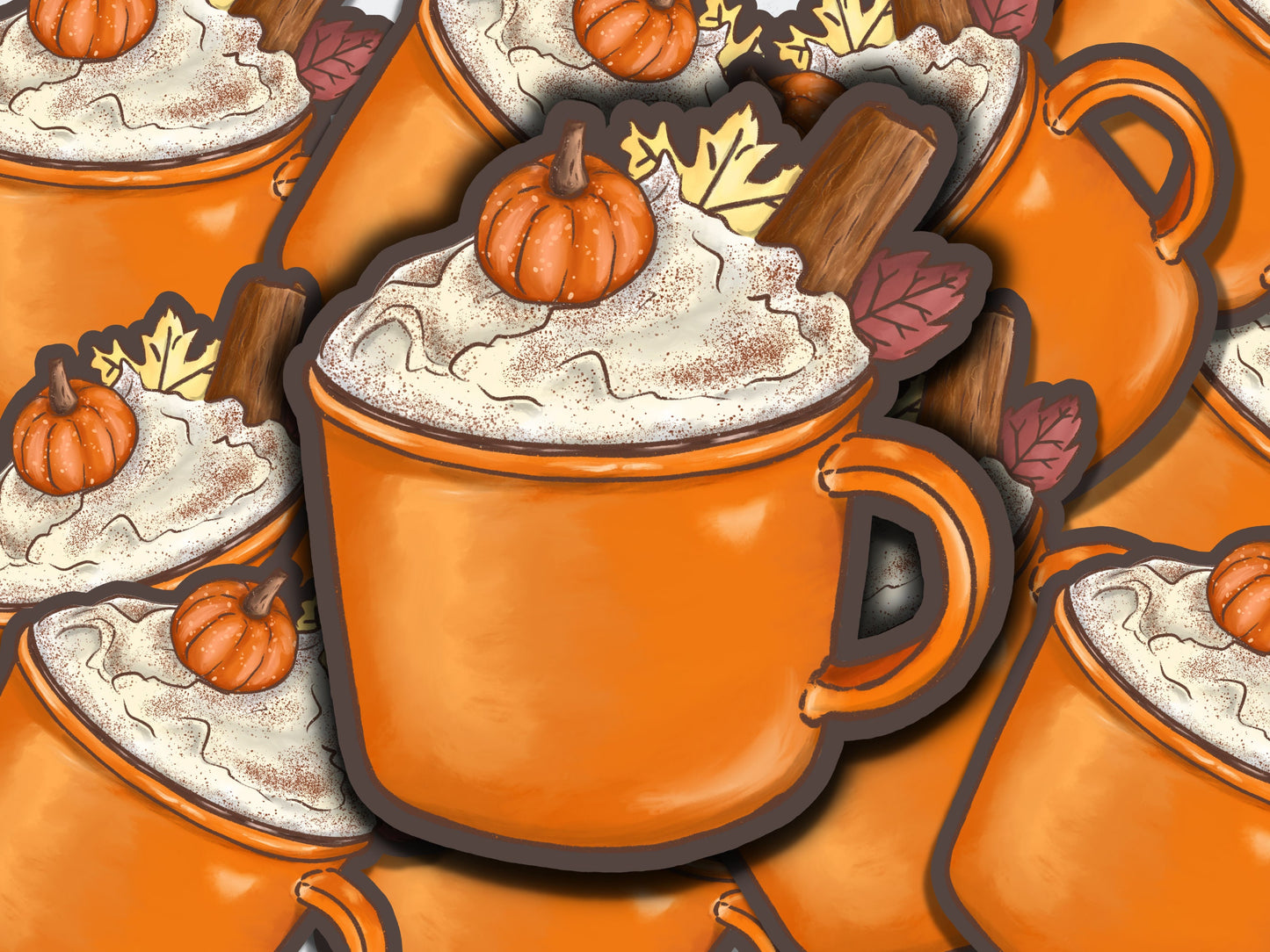 Pumpkin spice coffee sticker, fall sticker, halloween sticker, fall aesthetic, cinnamon coffee sticker, die cut sticker, laptop sticker